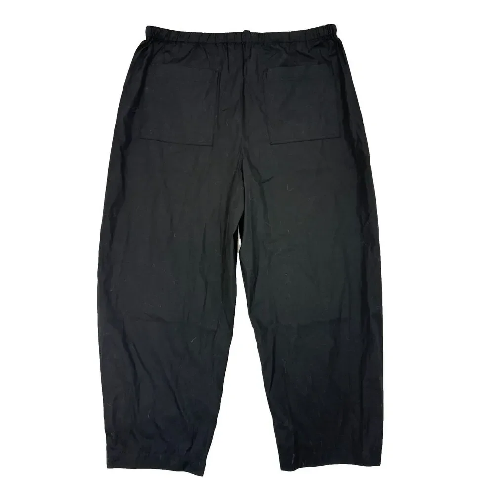 MADEWELL The Pull-On Barrel-Leg Utility Pant in Poplin XL Jet Black NWT B87